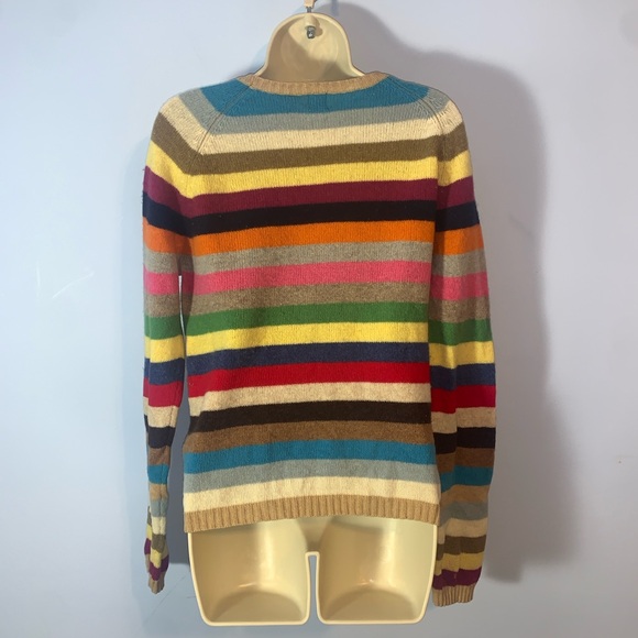 Gap vintage lambswool Hong Kong Colorful rainbow multi Striped Womens Sweater L - Picture 2 of 5
